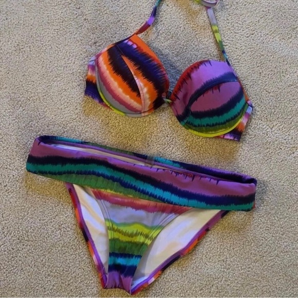 🎉 2xHP🎉 Vintage VS Push Up Bikini Set 34D - Picture 3 of 11